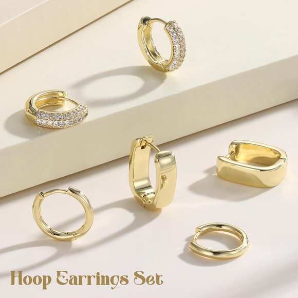 🆕 Women Gold Trendy Small Hoop Earrings Twisted Huggie Thick Open Chunky Stacks - Picture 5 of 7